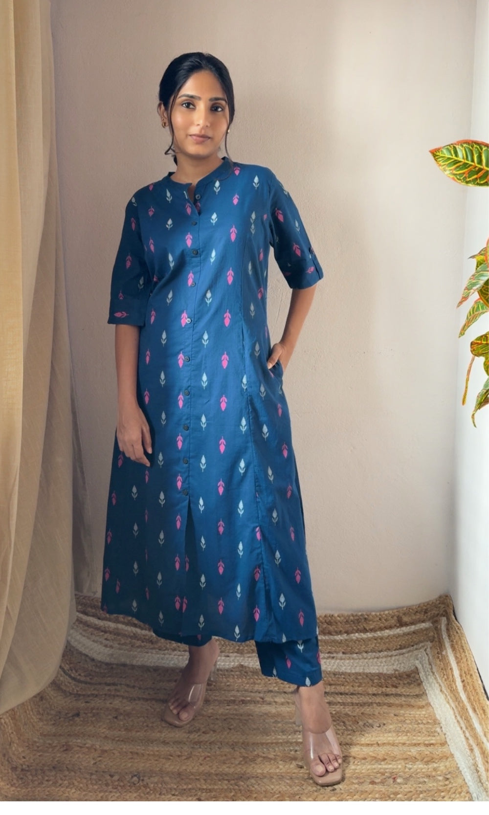 Blue ikkat motifs Kurta Palazzo Co-ord Set