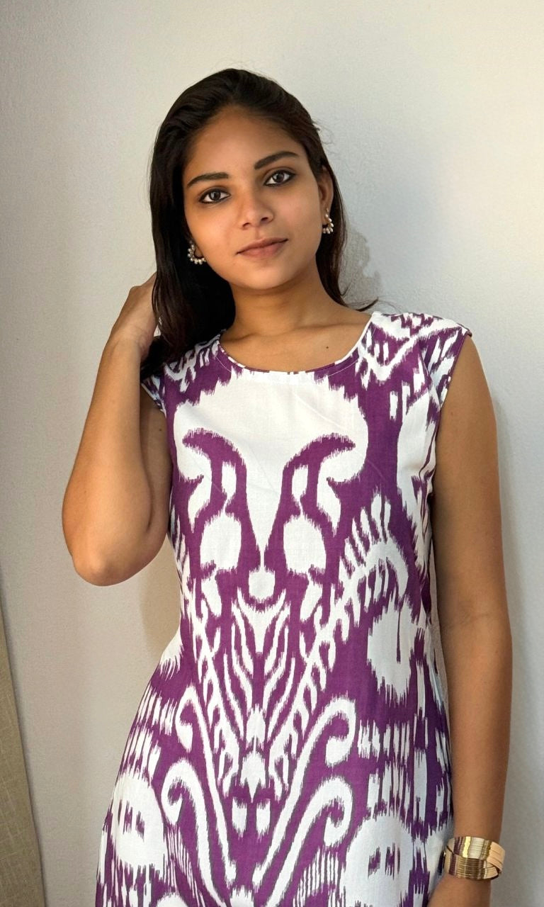 Purple Ikkat Cotton Kurta Palazzo Co-ord Set