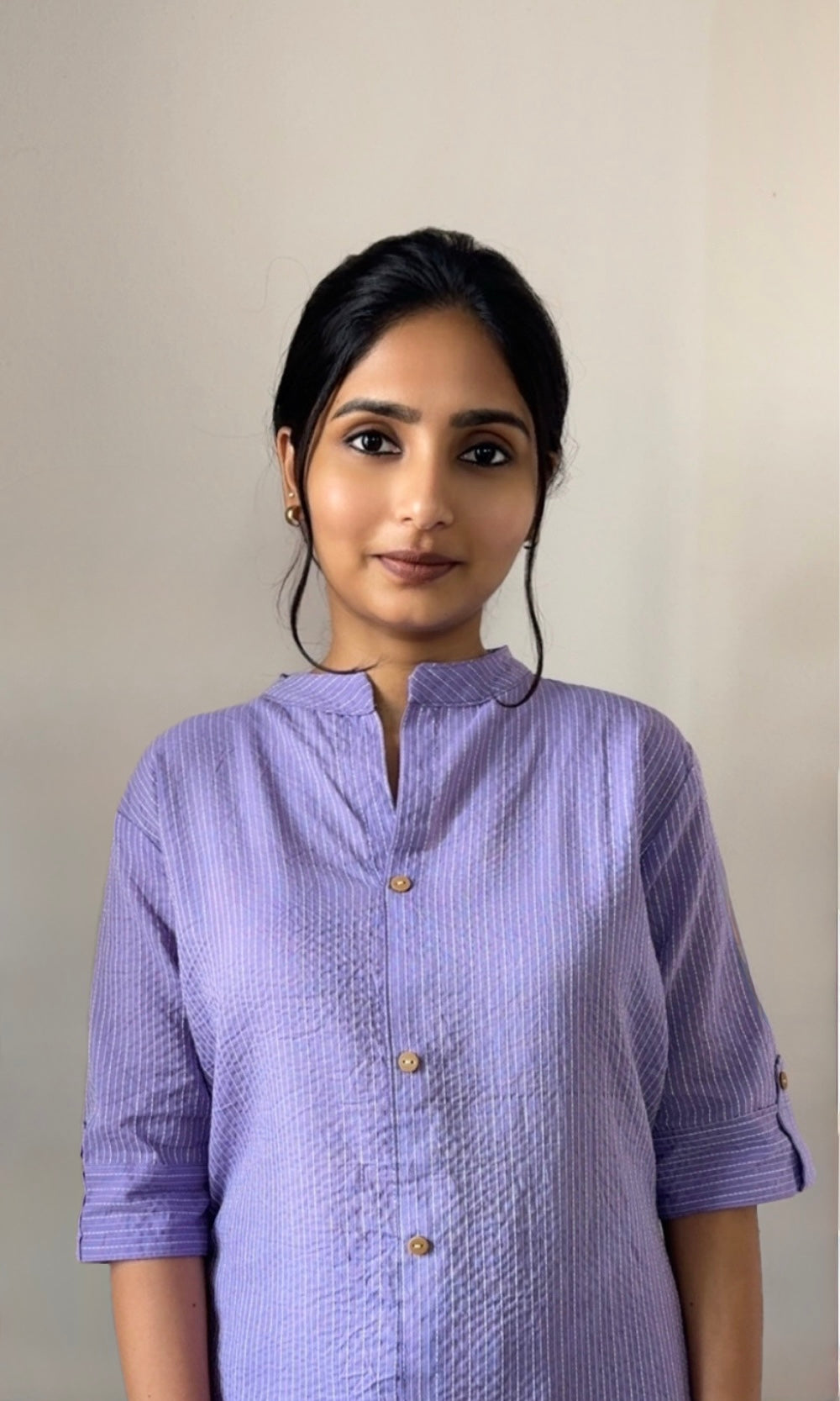 Lavender Cotton Kurta Palazzo Co-ord Set with Button Detailing