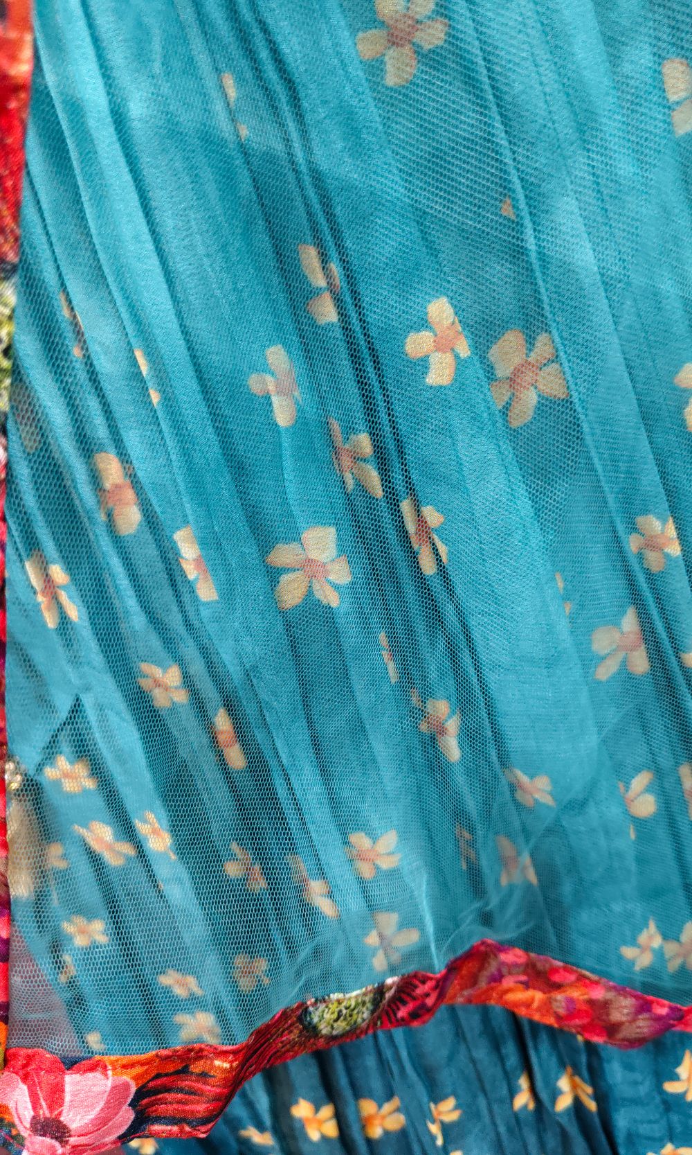 Teal-Blue Floral Lehenga Set