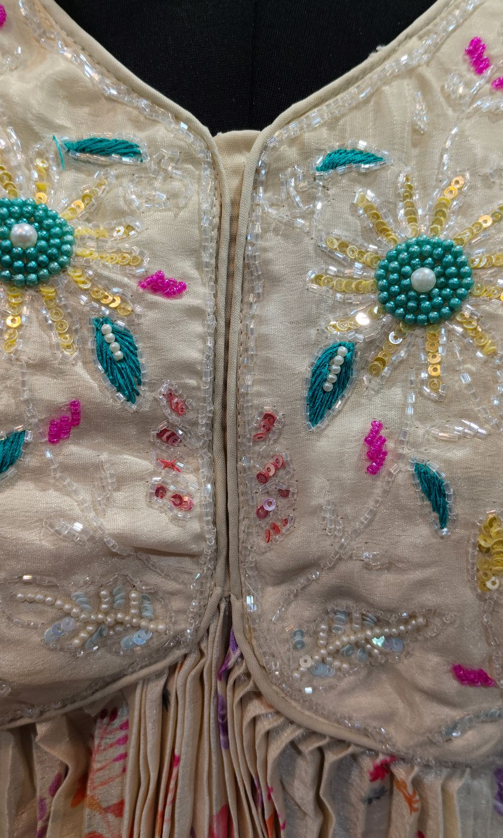 Off-White Floral Anarkali Lehenga Set