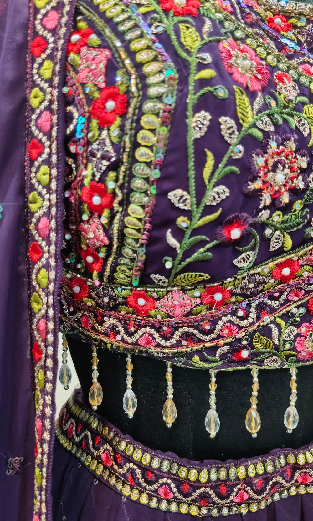 Deep-Purple Georgette Lehenga Set