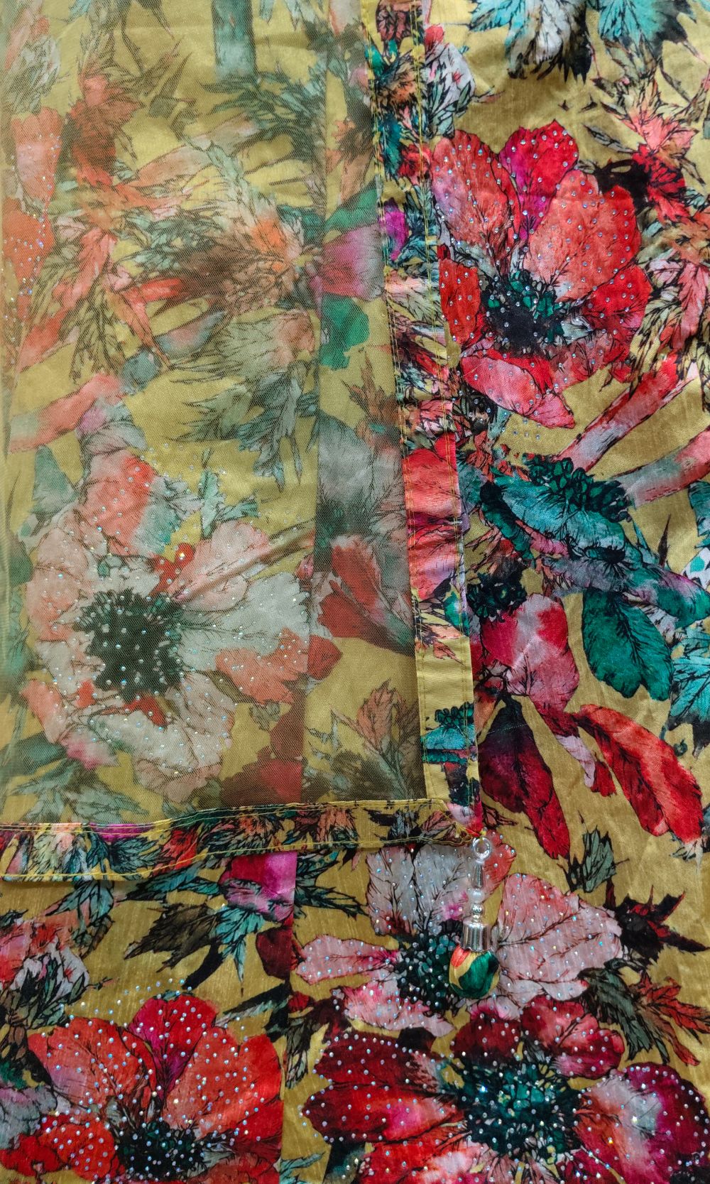 Golden Yellow Floral Print Lehenga Set