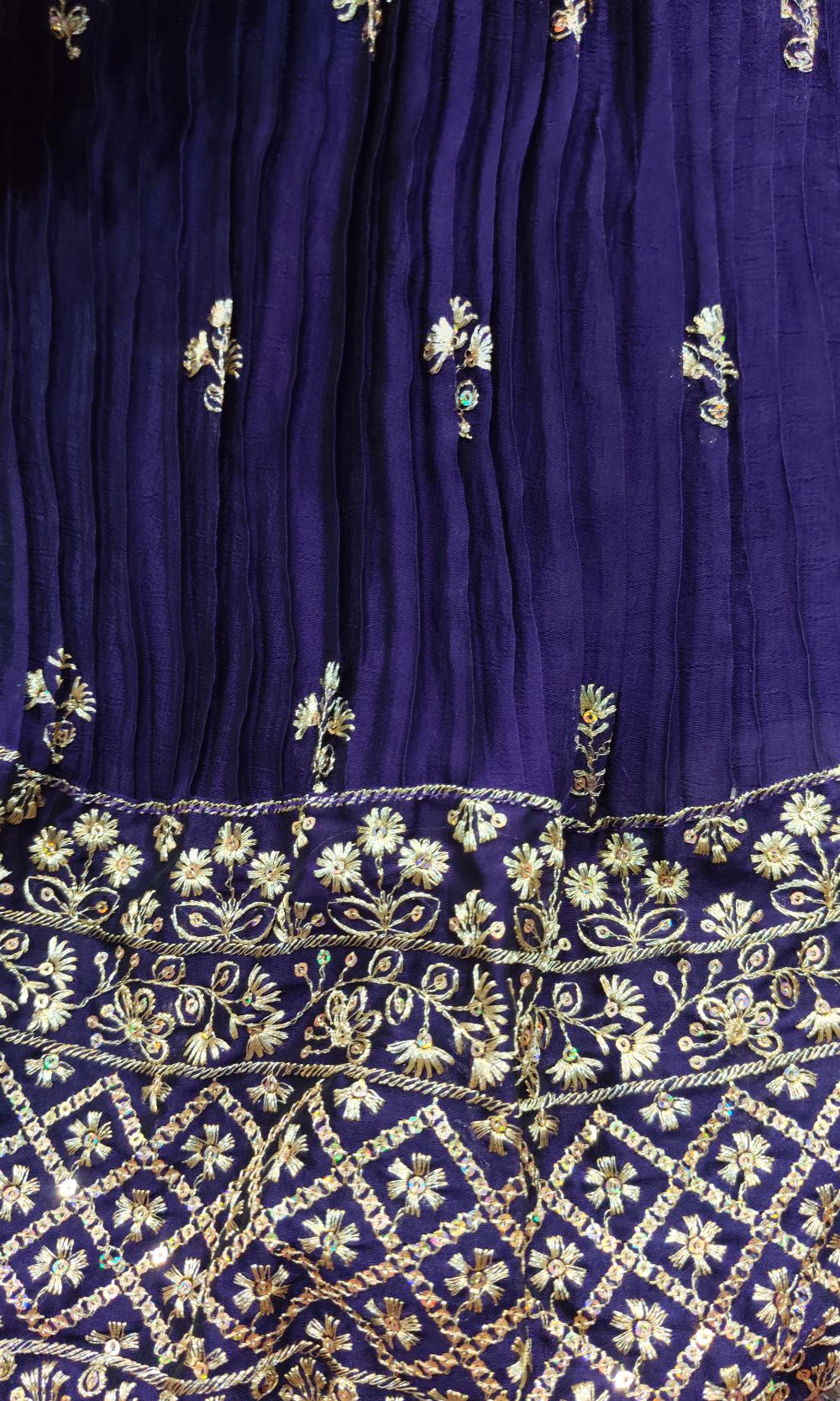 Violet Sequin Embroidered Lehenga Set