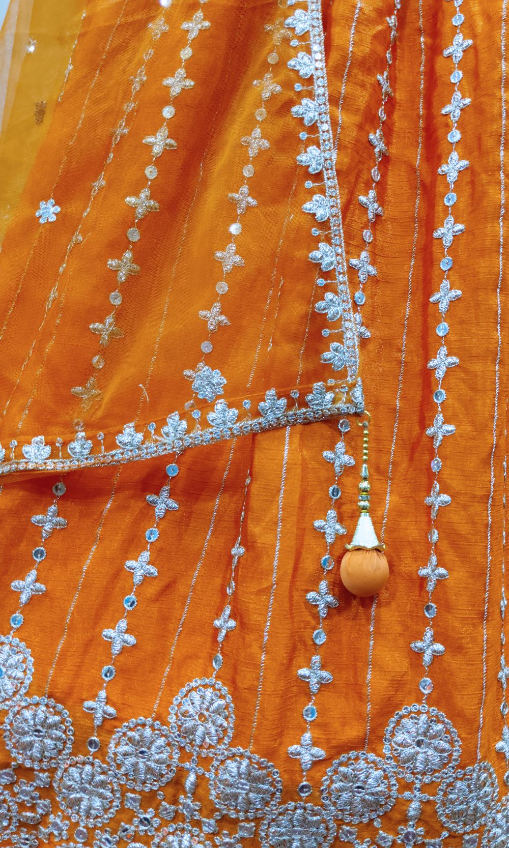 Orange Embroidered Lehenga Set