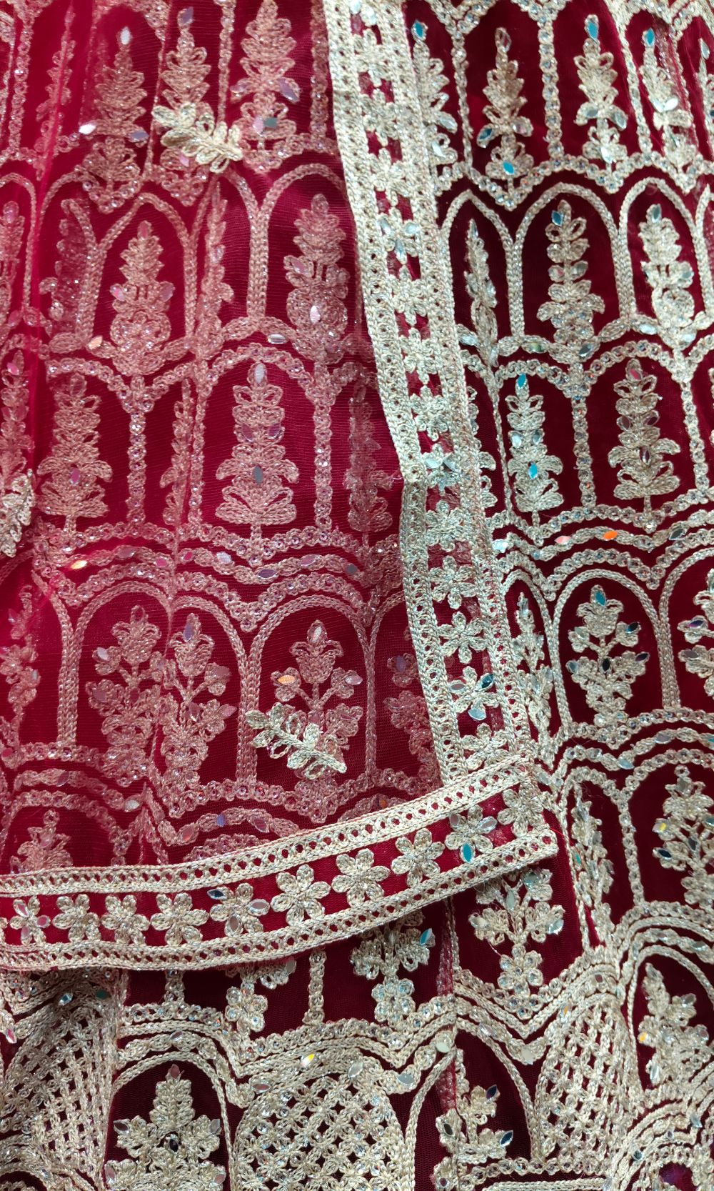 Red Gold Embroidered lehenga Set