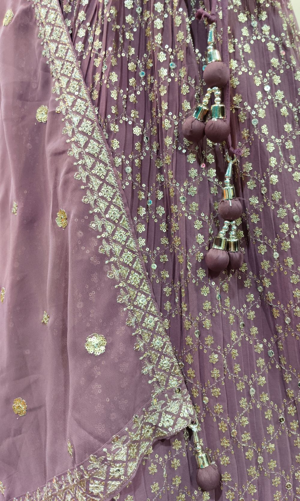 Mauve Mirror Sequin Embroidered Lehenga Set