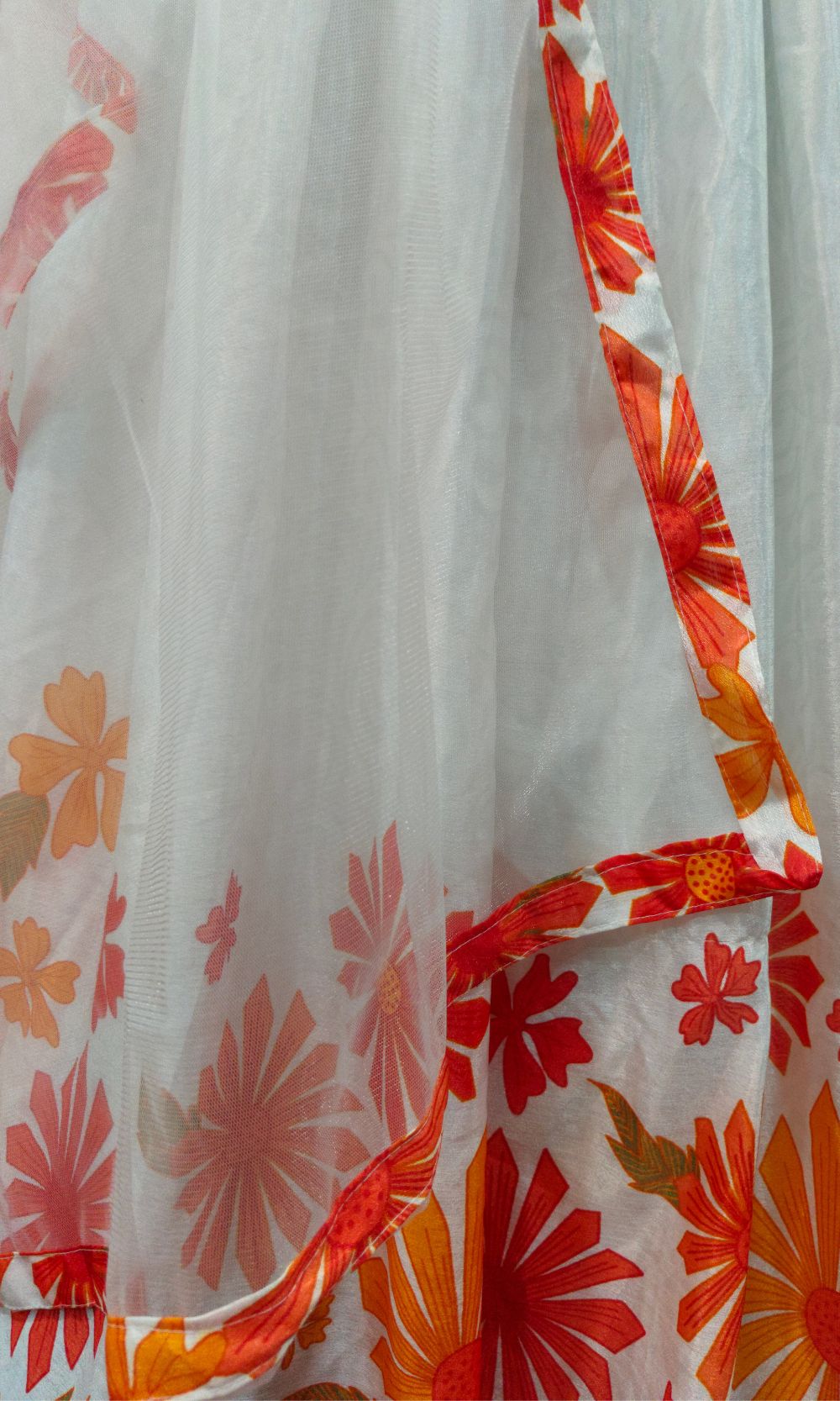 White Floral Pleated Lehenga Set