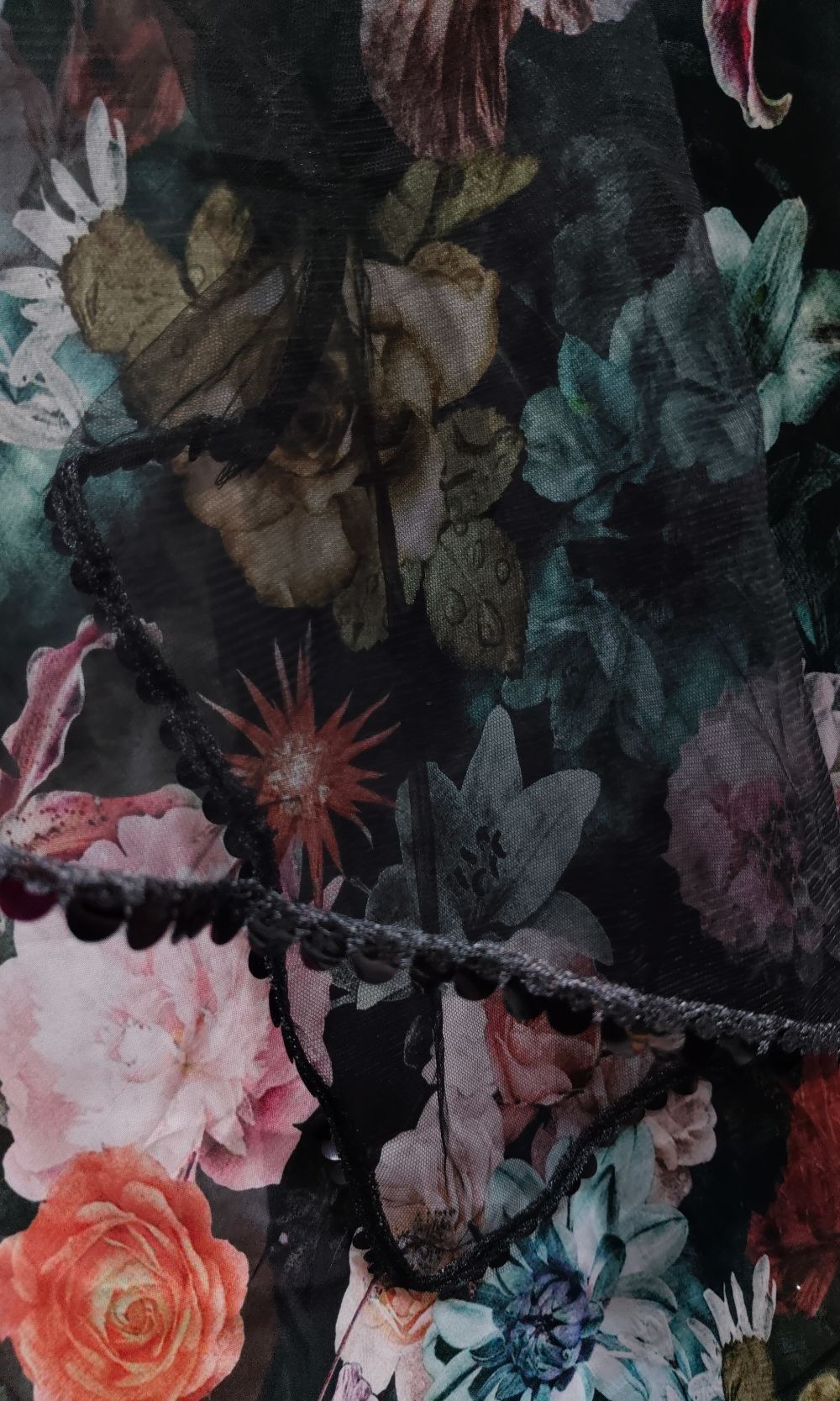 Black Floral Organza Lehenga Set