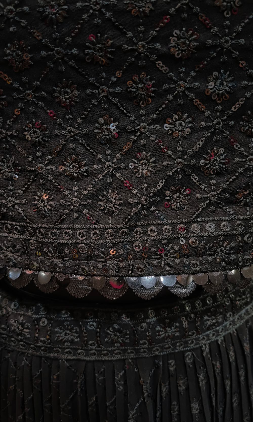 Black Georgette Sequin Lehenga Set