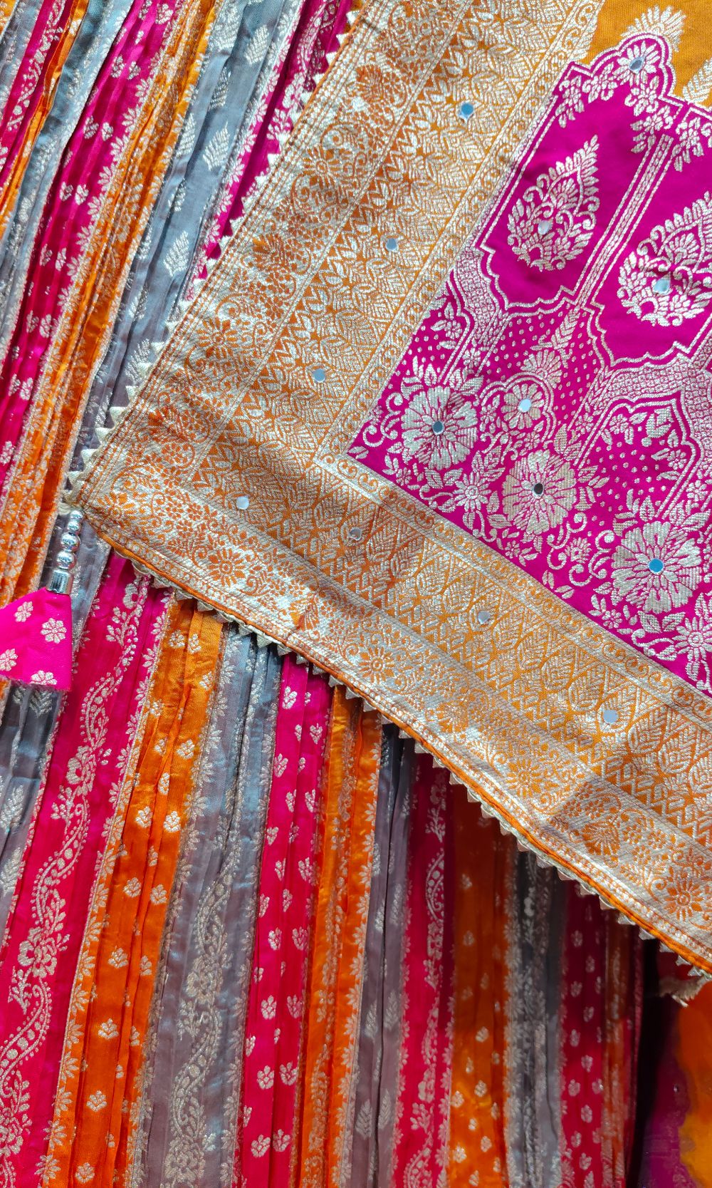 Pink-Orange Banarasi Lehenga Set