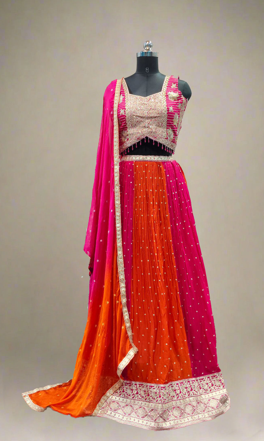 Pink-Orange Lehenga Set
