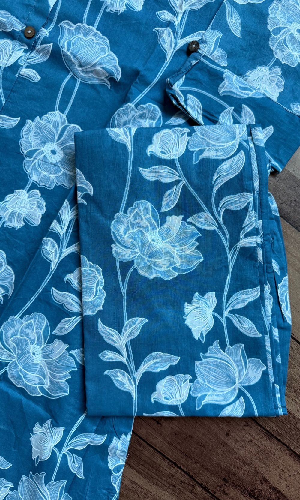 Blue-White Floral Kurta Palazzo Co-ord Set