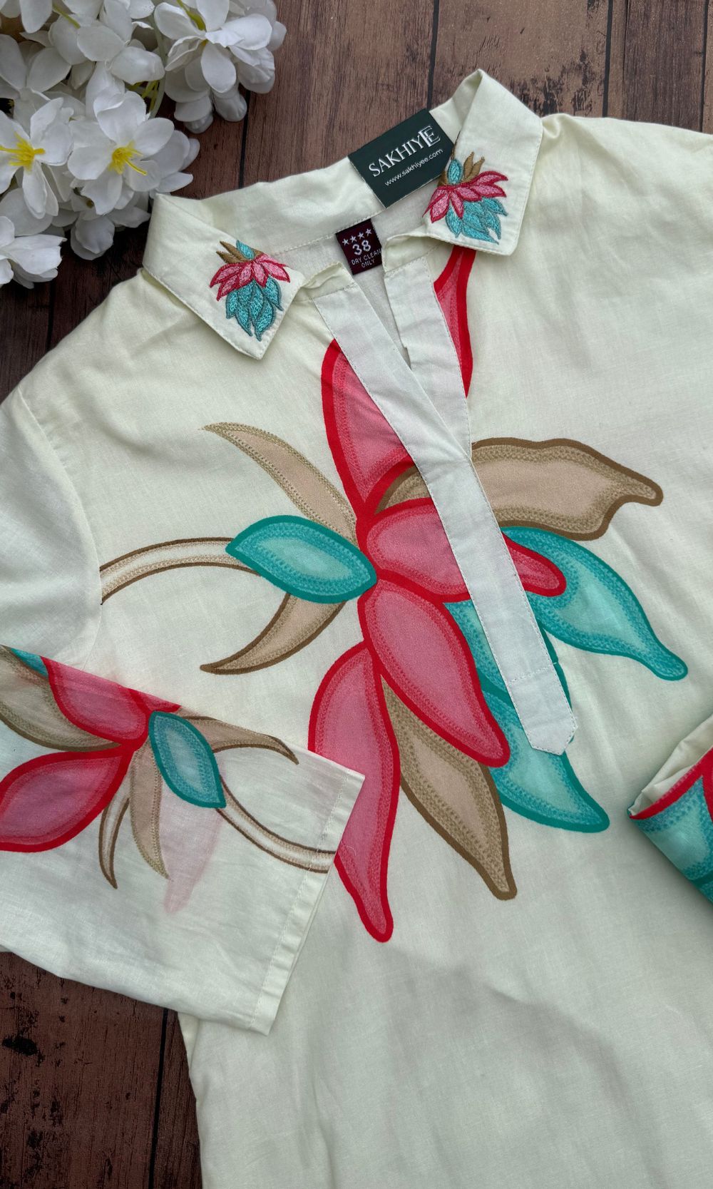 White Floral Kurta Palazzo Co-Ord Set