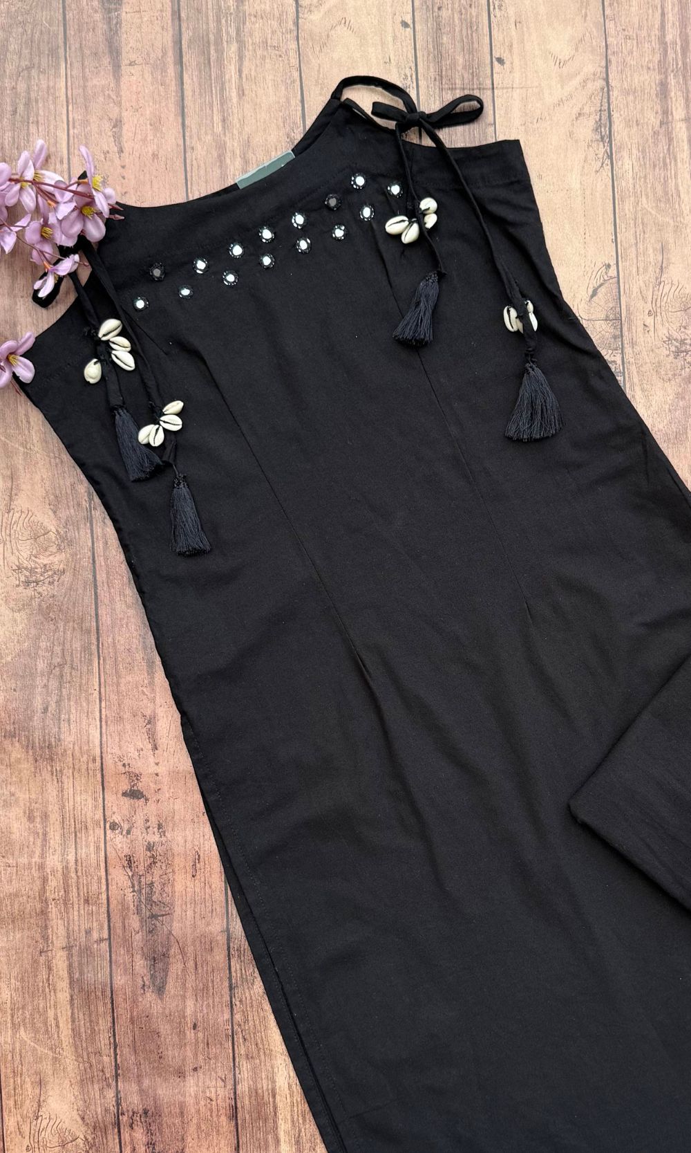Black Spaghetti Pattern Kurta Palazzo Co-ord Set