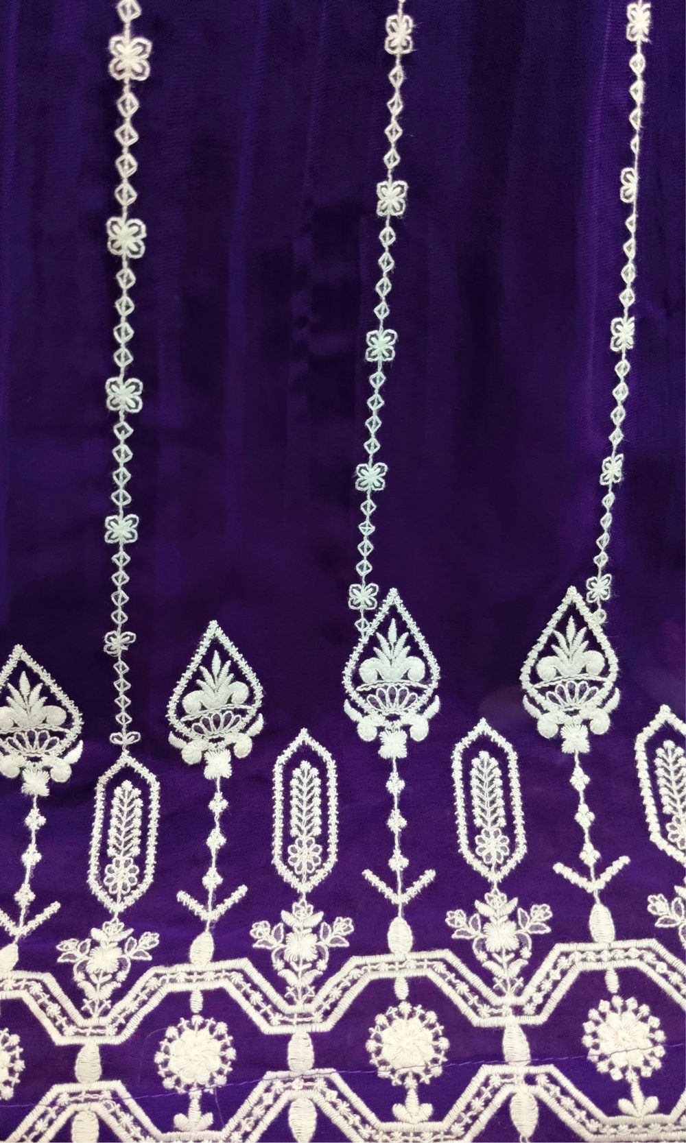 Dark-Violet Embroidered Georgette Lehenga Set