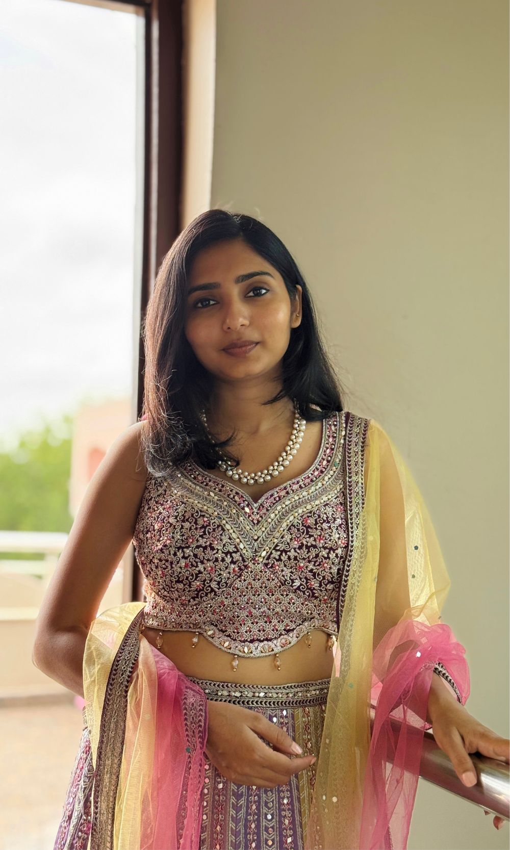 Lavender Multi-Colour Embroided Lehenga Set