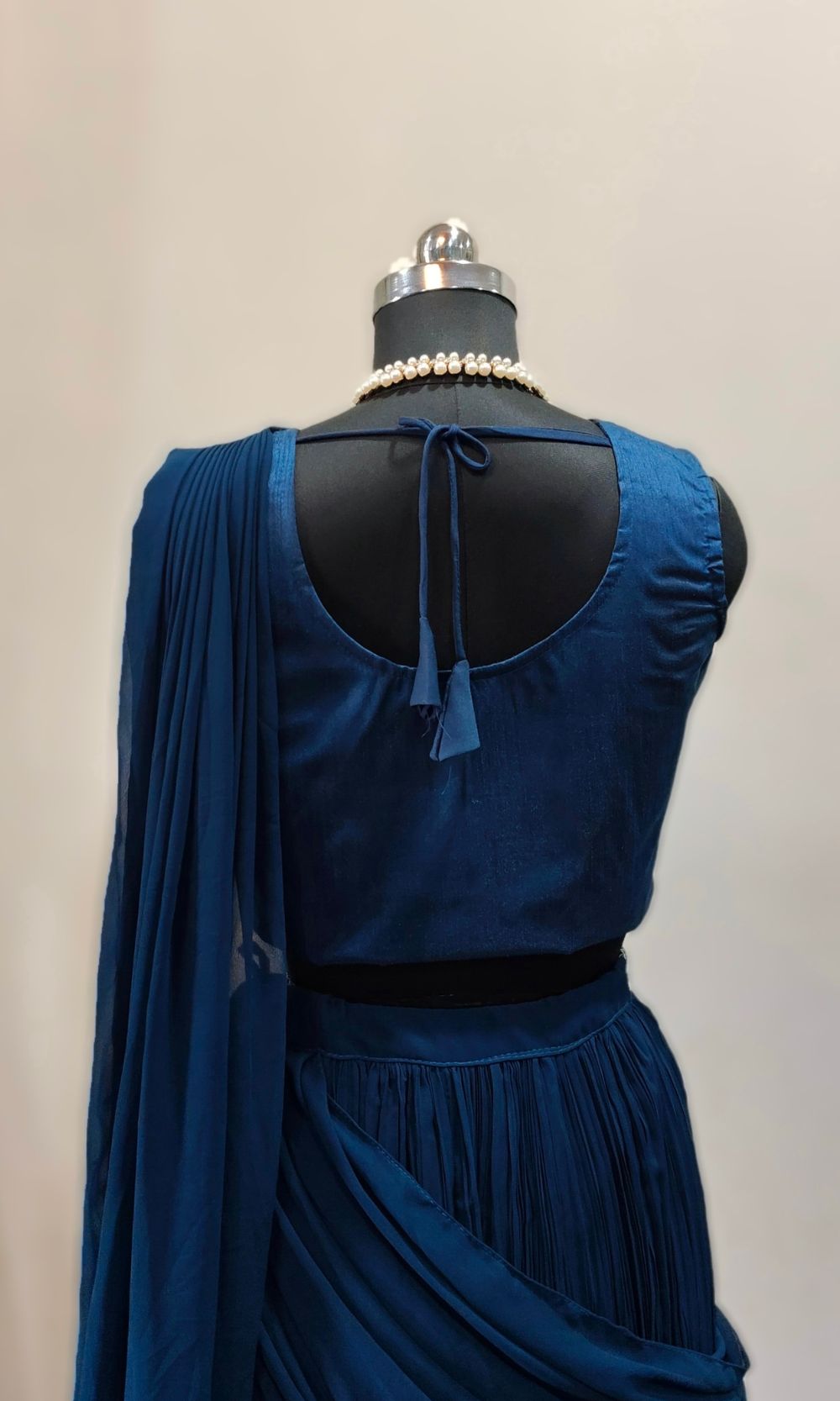 Navy-Blue Embroided Jacket Lehenga Set