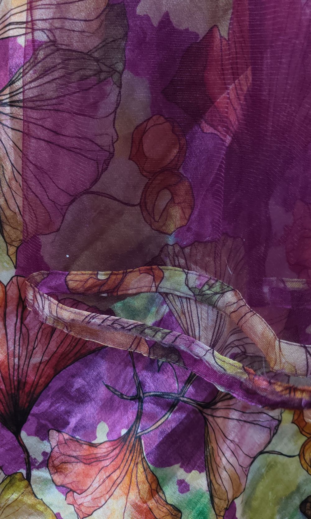 Multi-colour Organza Floral Printed Lehenga Set