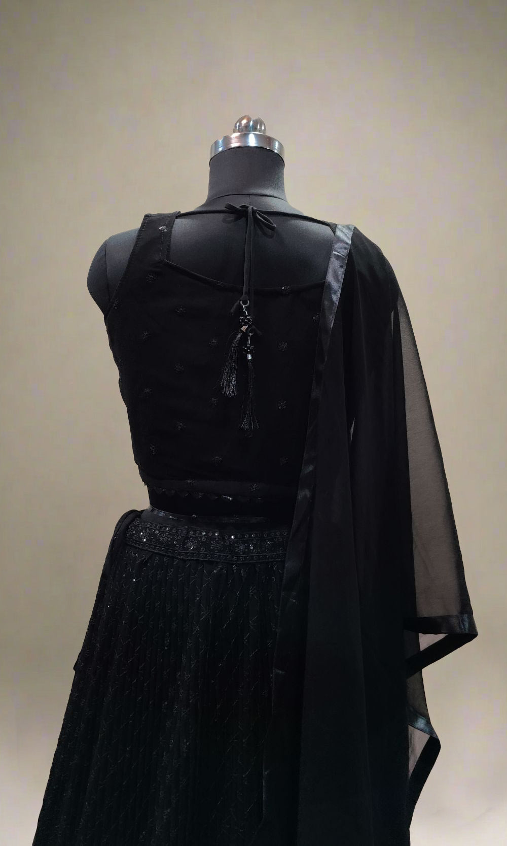 Black Georgette Sequin Lehenga Set
