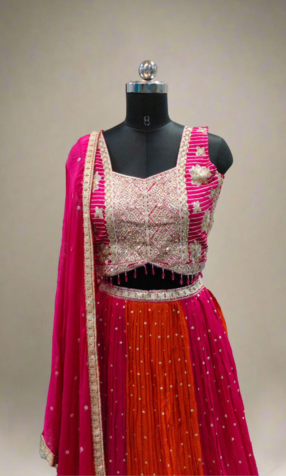 Pink-Orange Lehenga Set