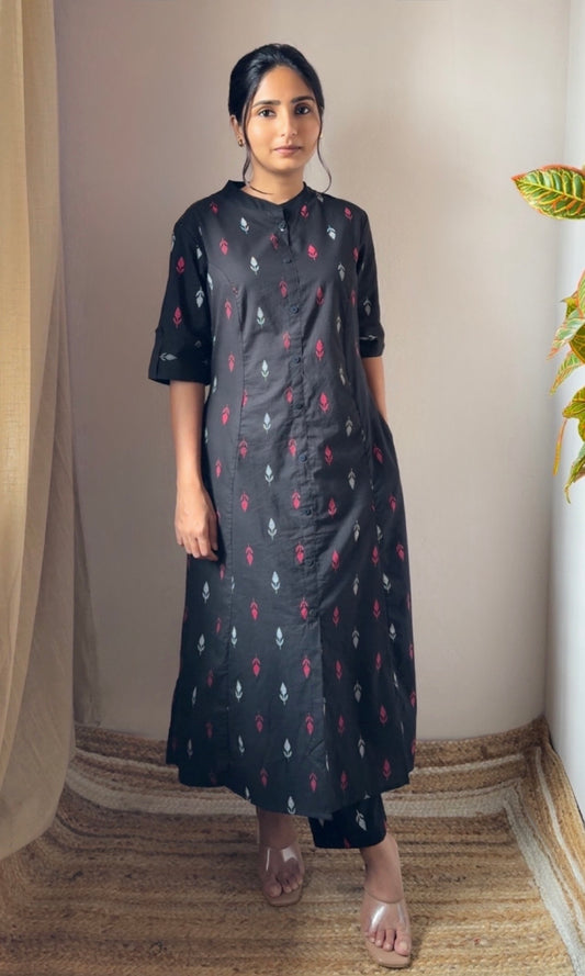 Black ikkat motifs Kurta Palazzo Co-ord Set