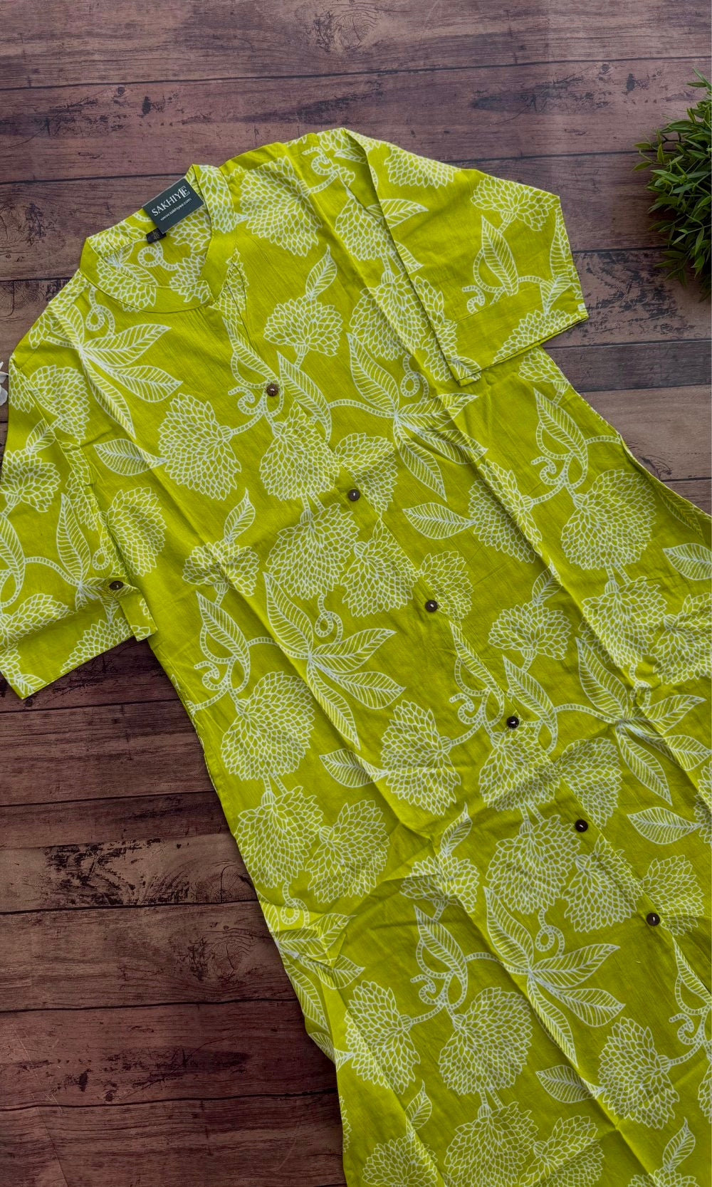 Lime Yellow Floral Kurta Palazzo Co-ord Set
