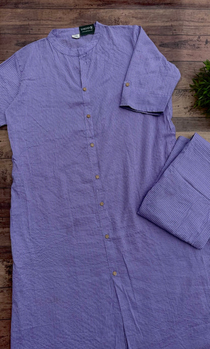 Lavender Cotton Kurta Palazzo Co-ord Set with Button Detailing