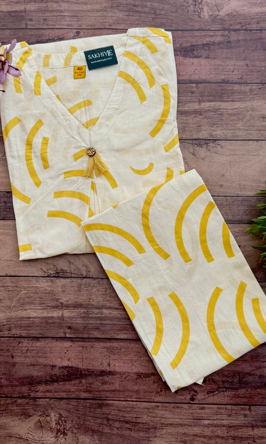 Yellow Cotton Kurta Palazzo Co-ord set