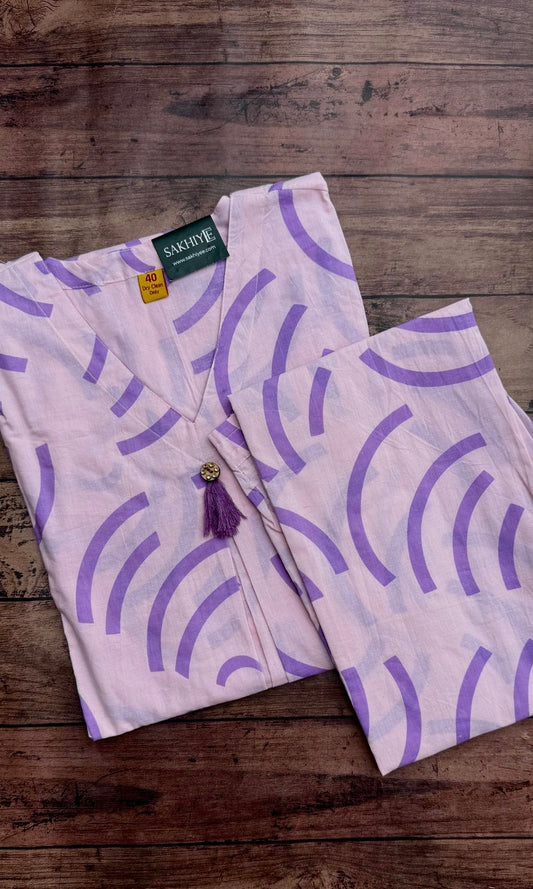 Purple Cotton Kurta Palazzo Co-ord set