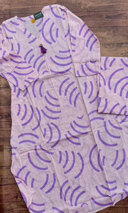 Purple Cotton Kurta Palazzo Co-ord set