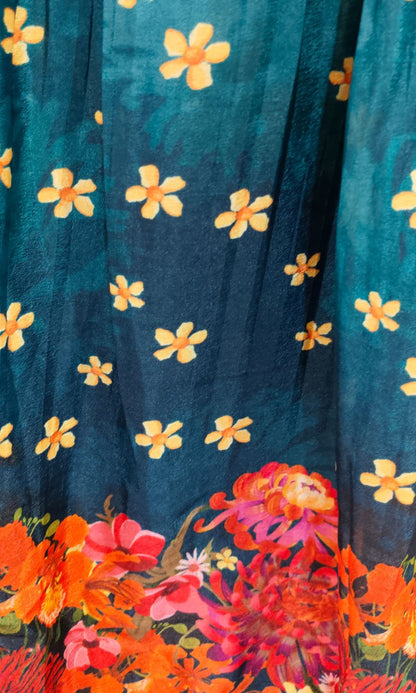 Teal-Blue Floral Lehenga Set
