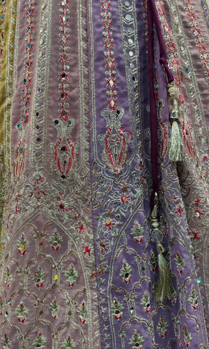 Lavender Multi-Colour Embroided Lehenga Set