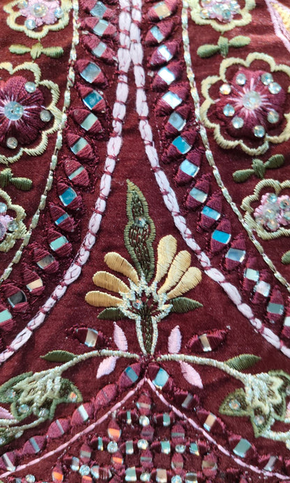 Wine-Brown Floral Printed Lehenga Set