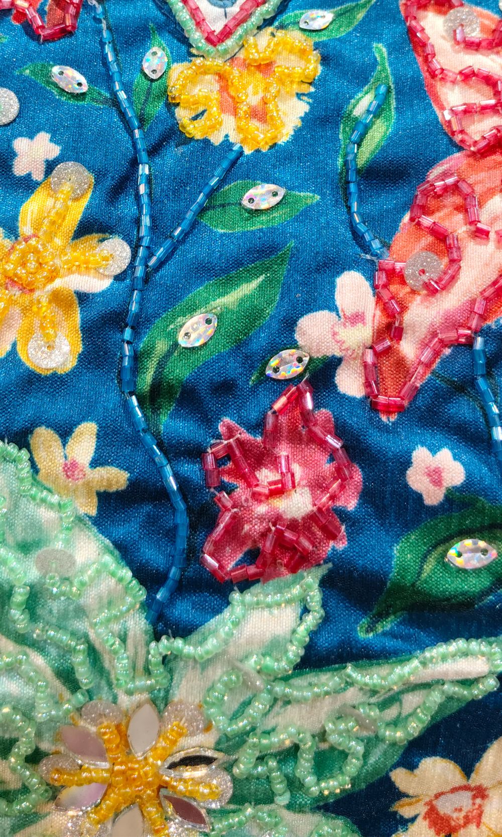 Blue Raw-Silk Floral Lehenga Set