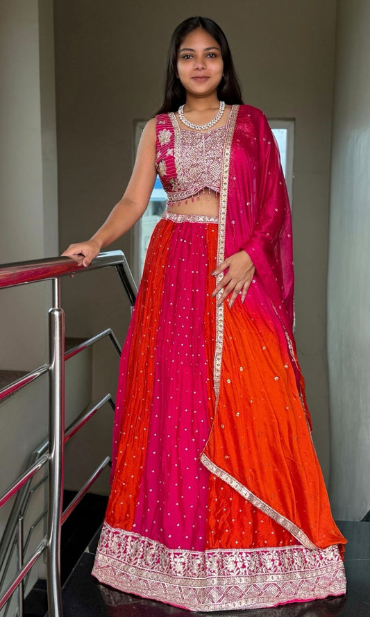 Pink-Orange Lehenga Set