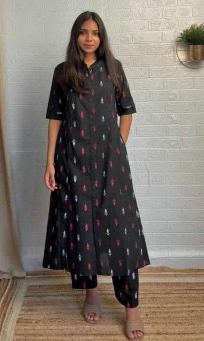 Black ikkat motifs Kurta Palazzo Co-ord Set