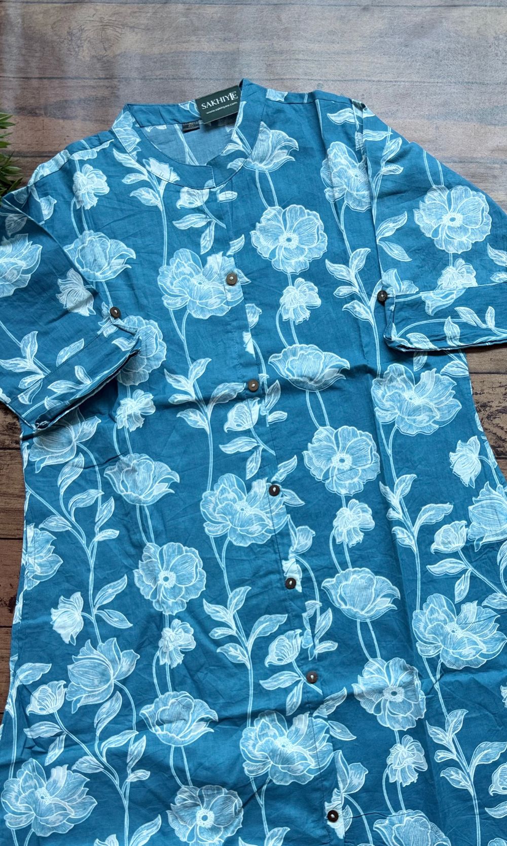 Blue-White Floral Kurta Palazzo Co-ord Set
