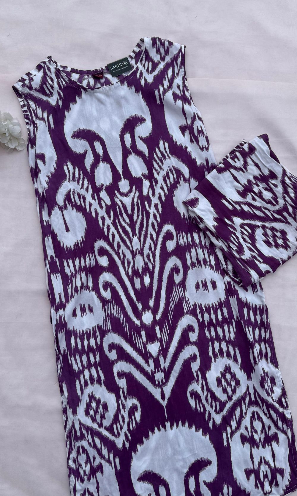 Purple Ikkat Cotton Kurta Palazzo Co-ord Set