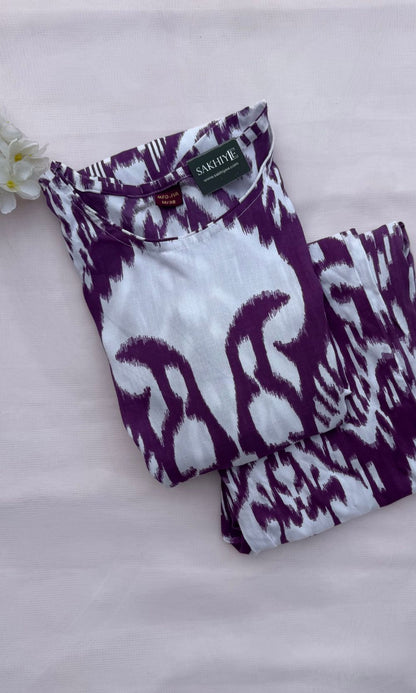 Purple Ikkat Cotton Kurta Palazzo Co-ord Set