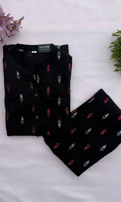 Black ikkat motifs Kurta Palazzo Co-ord Set