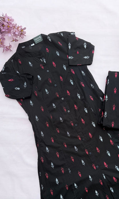Black ikkat motifs Kurta Palazzo Co-ord Set