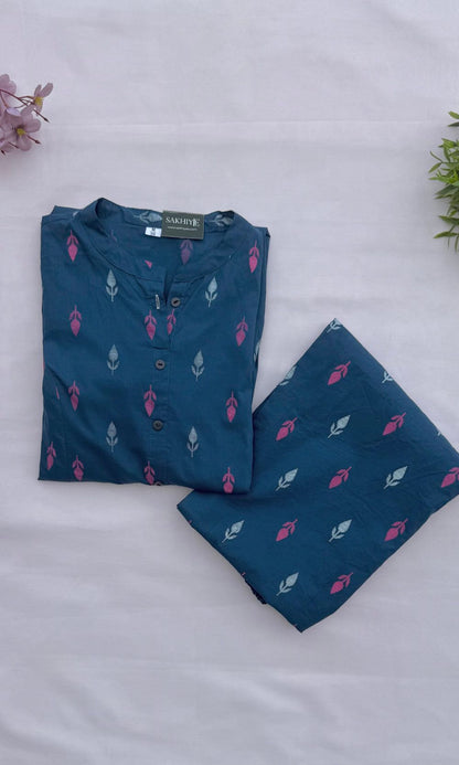 Blue ikkat motifs Kurta Palazzo Co-ord Set