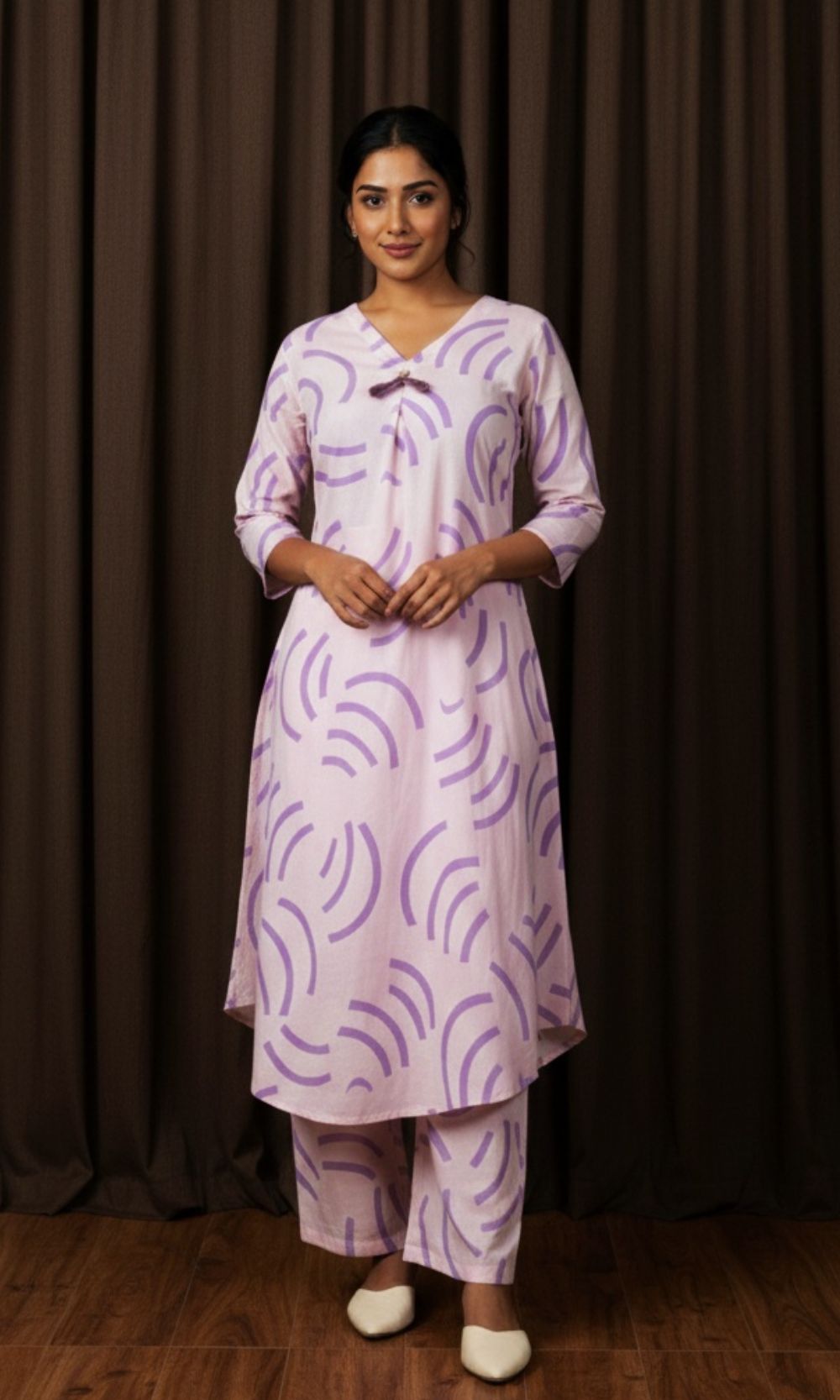 Purple Cotton Kurta Palazzo Co-ord set