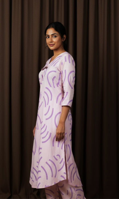 Purple Cotton Kurta Palazzo Co-ord set