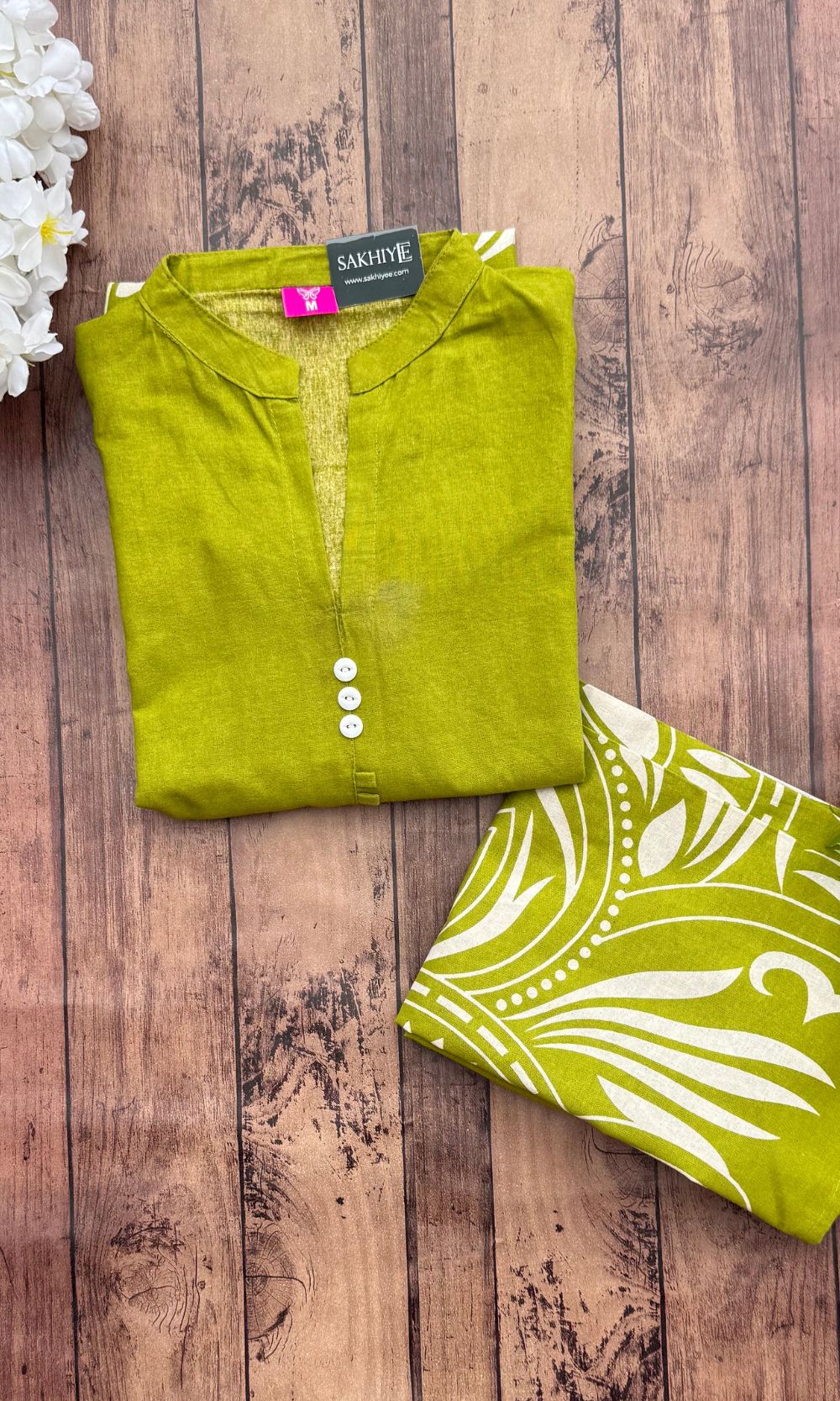 Lime Green floral kurta palazzo Co-Ord Set