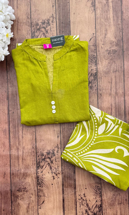 Lime Green floral kurta palazzo Co-Ord Set