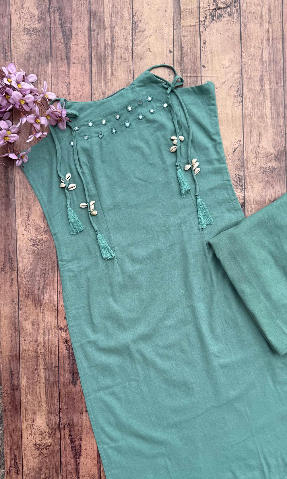 Coral Spaghetti Pattern Kurta Palazzo Co-ord Set