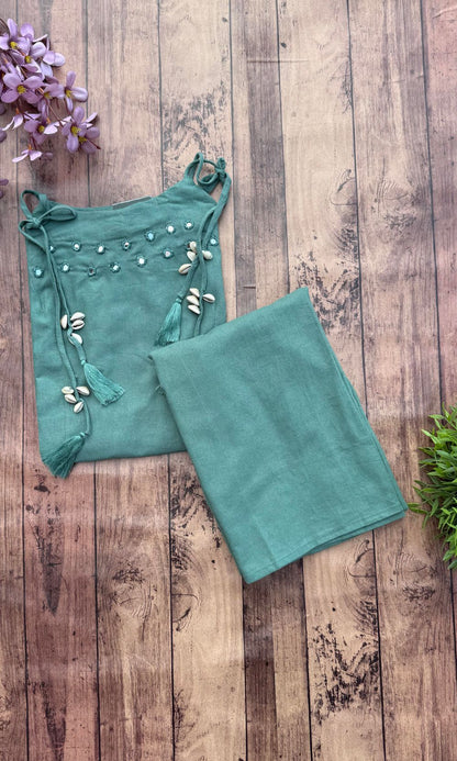 Coral Spaghetti Pattern Kurta Palazzo Co-ord Set