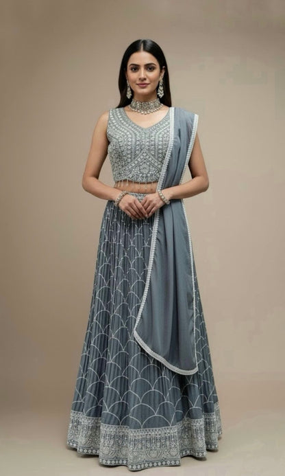 Gray Lehenga Set